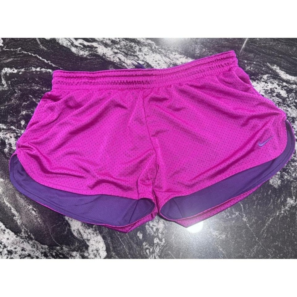 Nike Dri-FIT Mesh Running Shorts Womens Medium Pink Purple Athletic Gym Training